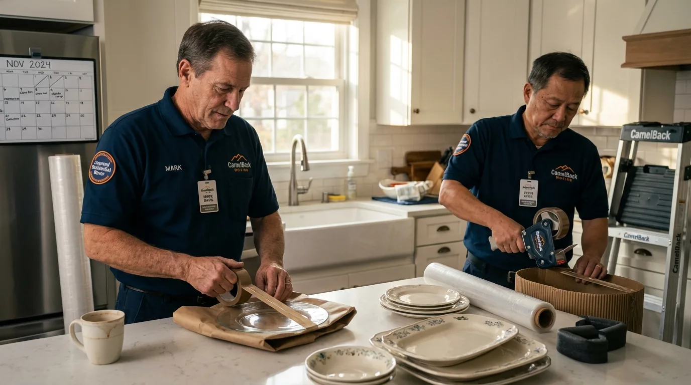 Professional crew packing kitchen dishware in Franklin, VA